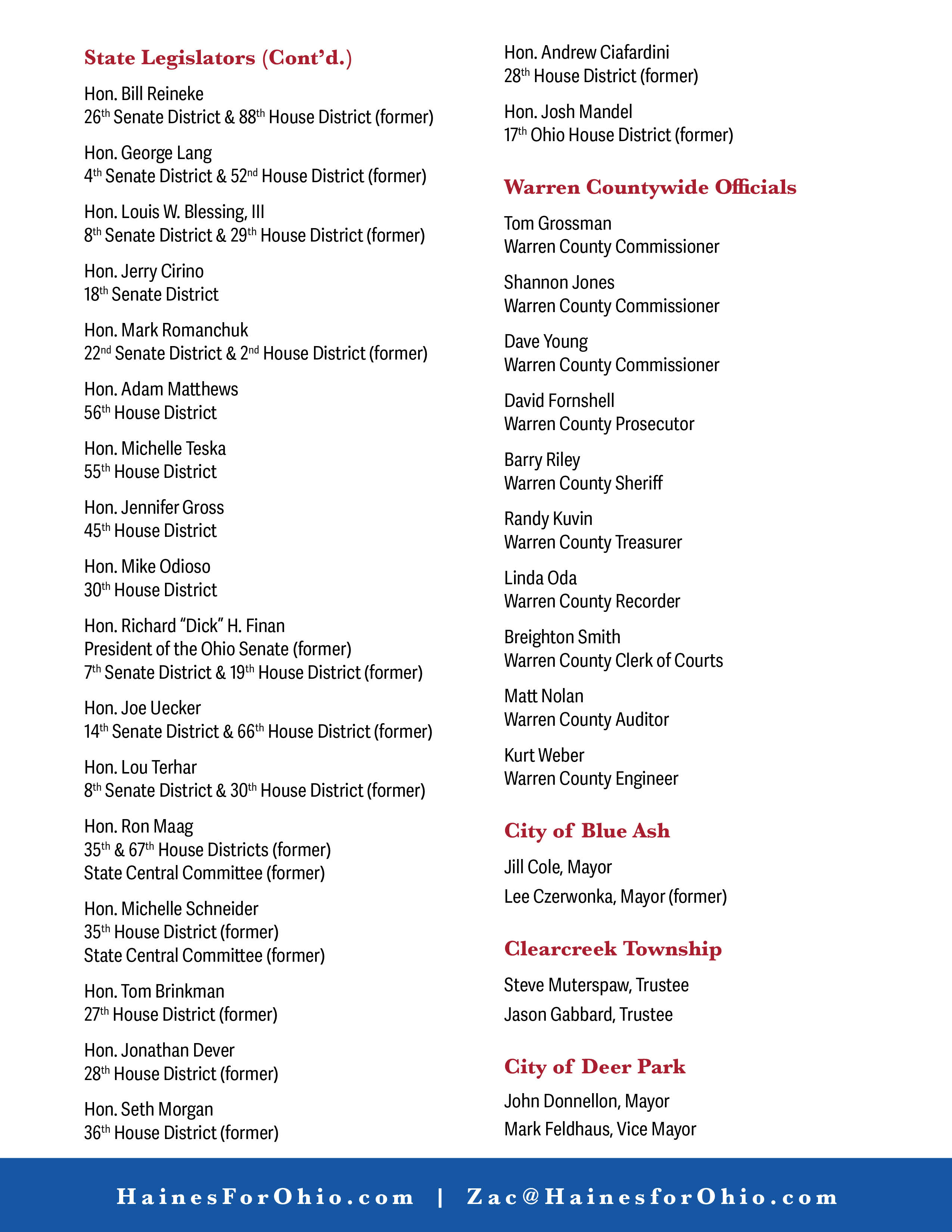 Zac Haines endorsements Page 2